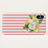 レモンとバラのピンクストライプのiPhone / iPadケース Case-Mate iPhoneケース (裏面(横))
