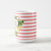 レモンとバラをピンク色のストライプ コーヒーマグカップ (中央)