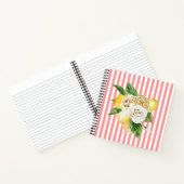 レモンとバラをピンク色のストライプ ノートブック (内部)