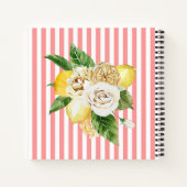 レモンとバラをピンク色のストライプ ノートブック (裏面)