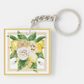 レモンとバラを黄色の枠で囲む キーホルダー (裏面)