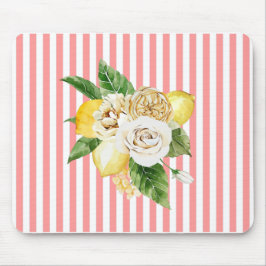レモンとバラオン珊瑚ストライプ粒 マウスパッド