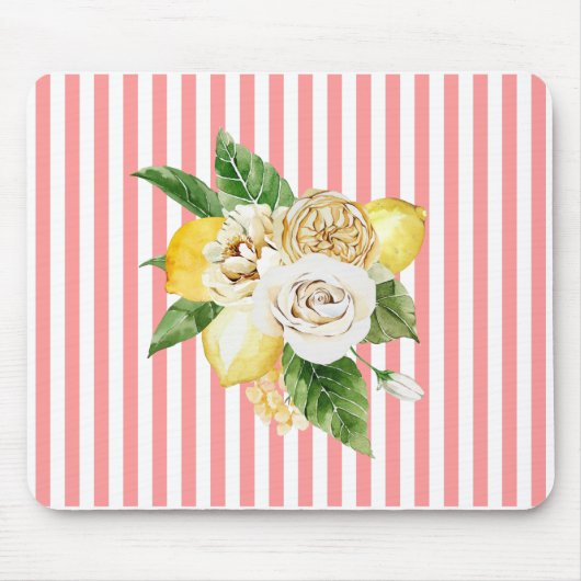 レモンとバラオン珊瑚ストライプ粒 マウスパッド (正面)