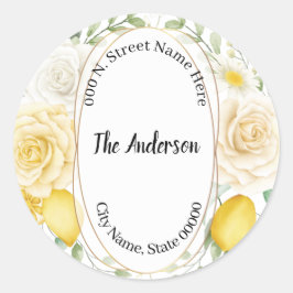 レモンとバラ差出人住所 ラウンドシール