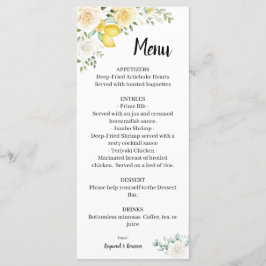 レモンとバラ結婚のブライダルシャワー メニュー