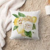 レモンとバラ花束 クッション (ブランケット)