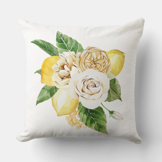 レモンとバラ花束 クッション (正面)