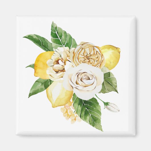 レモンとバラ花束 マグネット (正面)