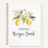 レモンとフラワーズツリーブランチ植物学レシピ ノートブック (正面)