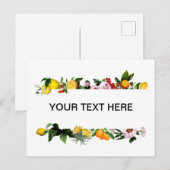 レモンとフルーツフレームのカスタムテキスト ポストカード (正面/裏面)