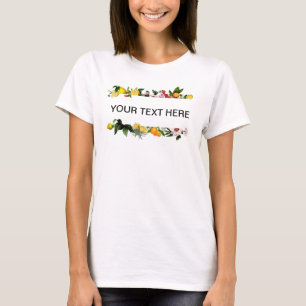 レモンとフルーツフレームのカスタムテキストTシャツ Tシャツ