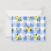 レモンとブルーのギンガムチェックの感謝カード ノートカード (裏面)