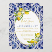 レモンとブルーのスペインタイル招待状 招待状 (正面/裏面)