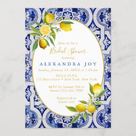 レモンとブルーのスペインタイル招待状 招待状