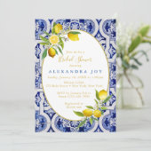 レモンとブルーのスペインタイル 招待状 (スタンド正面)