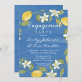 レモンとブルーウォーターのカラー婚約パーティ 招待状 (正面/裏面)
