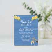 レモンとブルーウォーターカラーブランチ&バブリー 招待状 (スタンド正面)