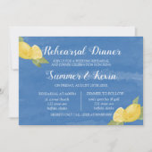 レモンとブルーウォーターカラーリハーサルディナー 招待状 (正面)