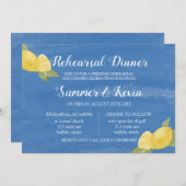 レモンとブルーウォーターカラーリハーサルディナー 招待状 (正面/裏面)