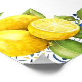 レモンとブルータイルブライダルシャワーウェルカムサイン ポスター (角)