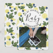 レモンとブルーベリーの妊娠発表 招待状 (正面/裏面)