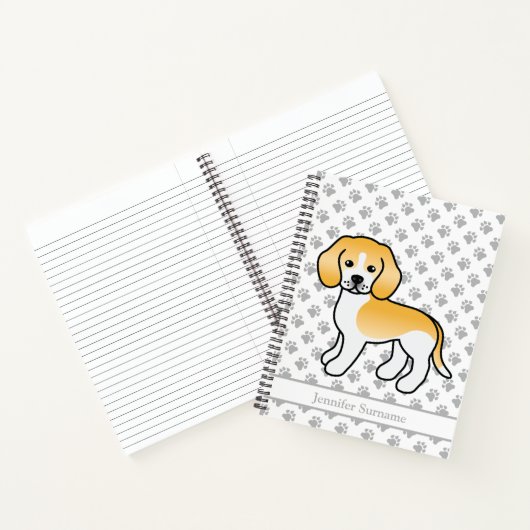 レモンとホワイトビーグルかわいい漫画の犬と文字 ノートブック (内部)