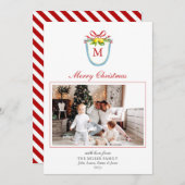 レモンとモノグラムの紋章クリスマスフォト シーズンカード (正面/裏面)