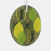 レモンとライムのシームレスなパターン。 ガラスオーナメント (正面右)
