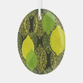 レモンとライムのシームレスなパターン。 ガラスオーナメント (正面左)