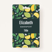 レモンとライムのフルーツの柄を緑と黄色に バッジ (裏面)