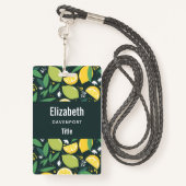 レモンとライムのフルーツの柄を緑と黄色に バッジ (裏面ランヤード)