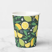 レモンとライムのフルーツの柄を緑と黄色に 紙コップ (左)