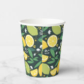レモンとライムのフルーツの柄を緑と黄色に 紙コップ (右)