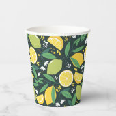 レモンとライムのフルーツの柄を緑と黄色に 紙コップ (正面)