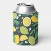 レモンとライムのフルーツの柄を緑と黄色に 缶クーラー (缶裏面)