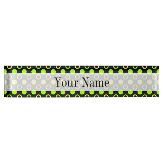 レモンとライムのリングや輪と水玉模様by STaylor デスクネームプレート (正面)