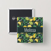 レモンとライムグリーンと黄色のフルーツパターン 缶バッジ (正面&裏面)