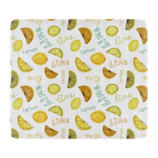 レモンとライムフルーツパターン カッティングボード (正面)