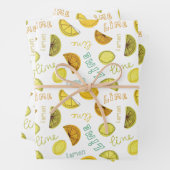 レモンとライムフルーツパターン ラッピングペーパーシート (インサイチュ)