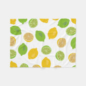 レモンとライム模様 フリースブランケット (正面(横))