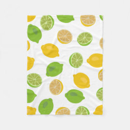 レモンとライム模様 フリースブランケット