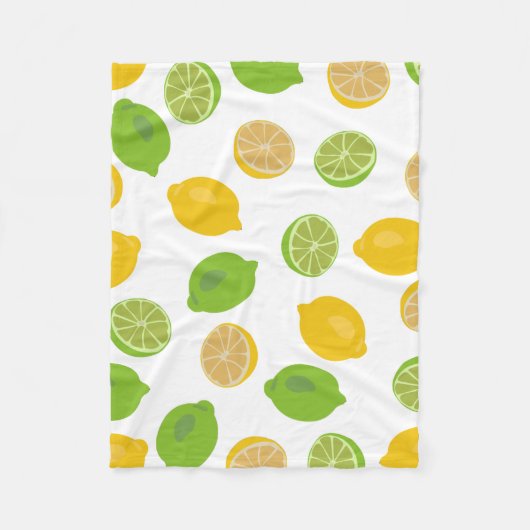 レモンとライム模様 フリースブランケット (正面)