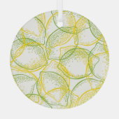 レモンとライム:新鮮なパターン。 ガラスオーナメント (裏面)