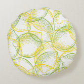 レモンとライム:新鮮なパターン。 ラウンドクッション (裏面)