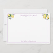 レモンとラベンダーイエローパープルブライダルシャワー サンキューカード (正面)