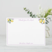 レモンとラベンダーイエローパープルブライダルシャワー サンキューカード (スタンド正面)