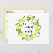 レモンとレモンの花の wreath 夏の感謝を伝えるカード ポストカード (正面/裏面)