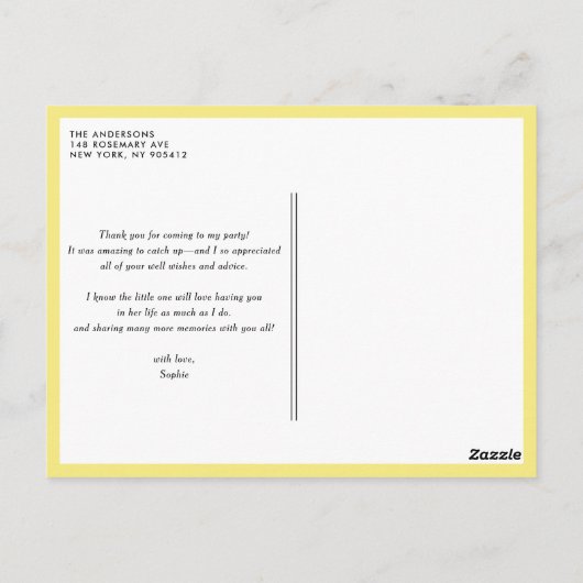 レモンとレモンの花の wreath 夏の感謝を伝えるカード ポストカード (裏面)