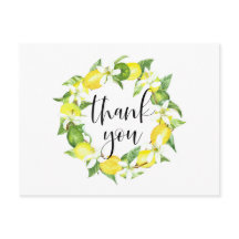 レモンとレモンの花の wreath 夏の感謝を伝えるカード