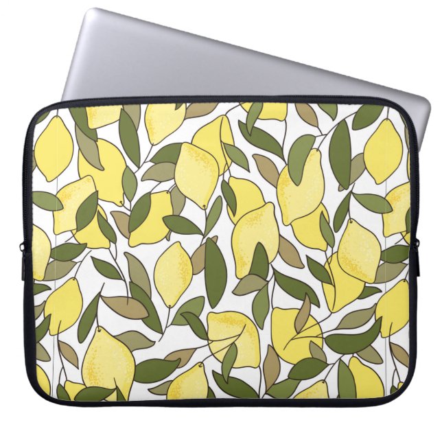レモンとレモンを使ったシームレス葉なパターン ラップトップスリーブ (正面)